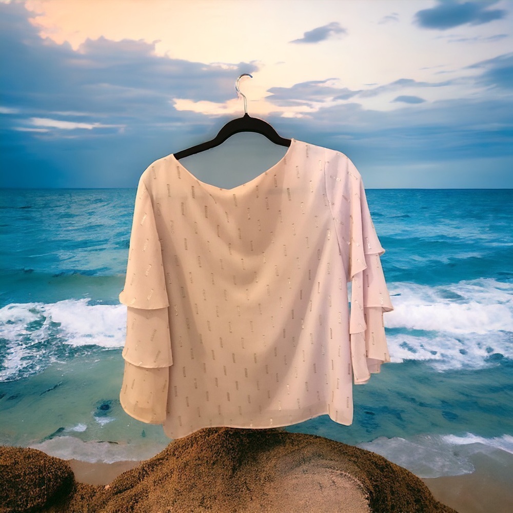 Chico’s Women’s Top, Size 0, Pale Pink, Cascading Sleeves
